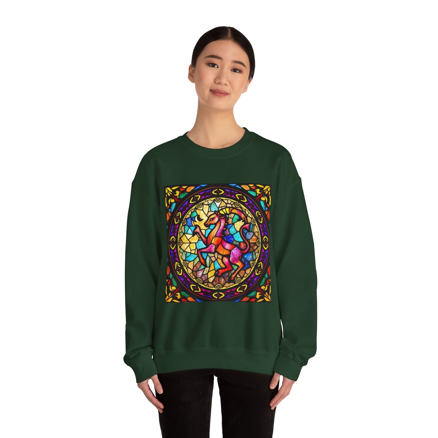 Unisex Heavy Blend™ Crewneck Sweatshirt, Glass, Aries Zodiac Design