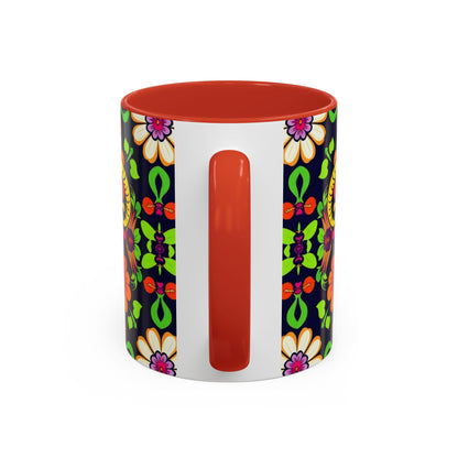 Accent Coffee Mug, Aries, Zodiac v2, Flower Pattern, (11, 15oz)
