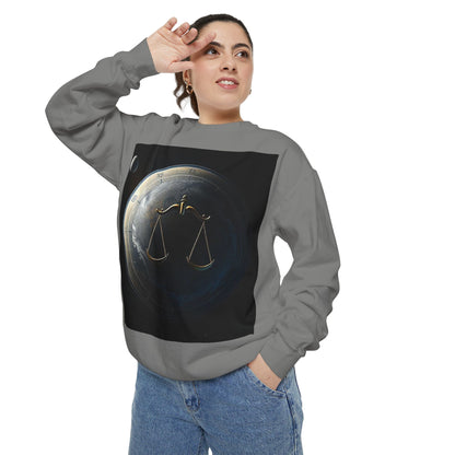 Garment-Dyed Sweatshirt, Unisex, Space Animal Design, Libra