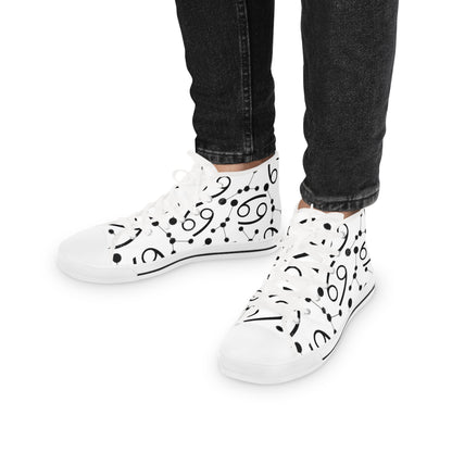 Men's High Top Sneakers, Breathable polyester canvas, Cancer Zodiac Design