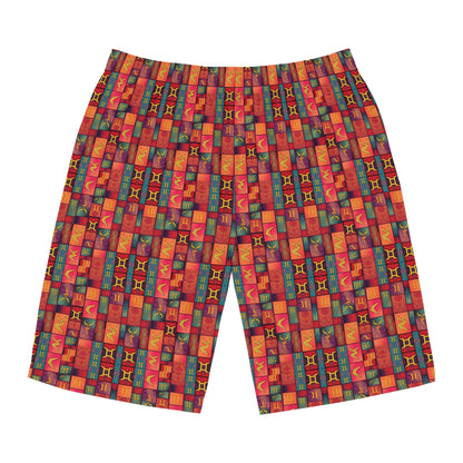 Men's Board Shorts, (AOP), Gemini, Zodiac, Shape Pattern