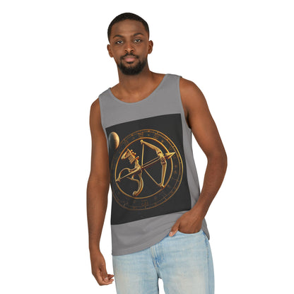 Unisex Garment-Dyed, Tank Top, Sagittarius Design, Planet Symbol v1, 100% US cotton