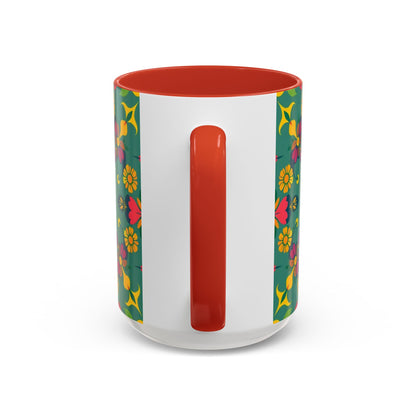 Accent Coffee Mug, Sagittarius, Zodiac. Flower Pattern, (11, 15oz)