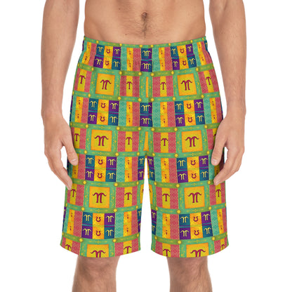 Men's Board Shorts, (AOP), Aquarius, Zodiac v2, Shape Pattern