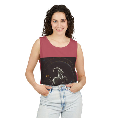 Unisex Garment-Dyed, Tank Top, Capricorn Design, Space Animal v1, 100% US cotton