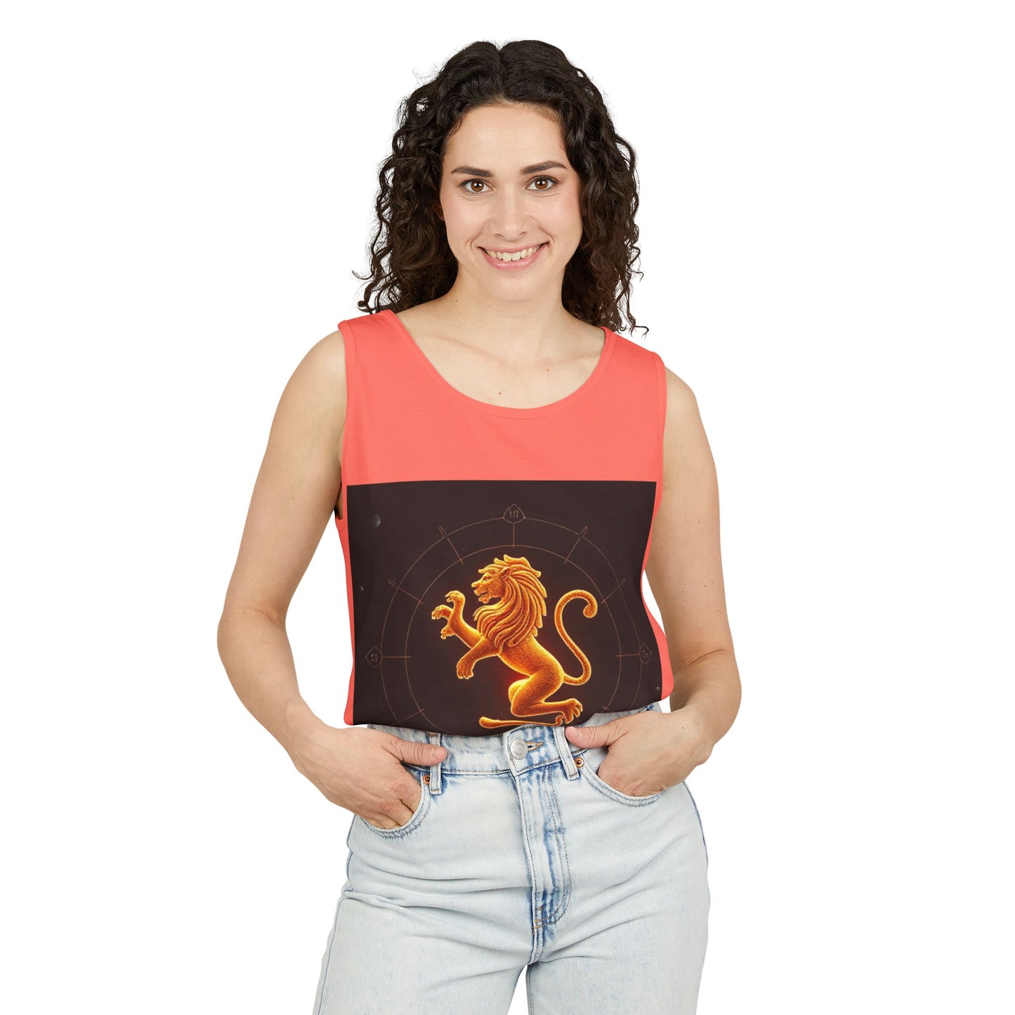 Unisex Garment-Dyed, Tank Top, Leo Design, Space Animal v1, 100% US cotton