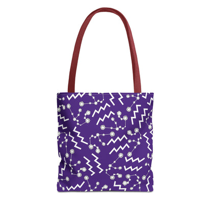 Tote Bag, Aquarius Zodiac Sign, AOP, (Purple, White)