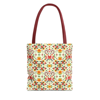 Tote Bag (AOP), Aries, Zodiac v2, Flower Pattern