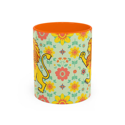 Accent Coffee Mug, Leo, Zodiac v2, Flower Pattern, (11, 15oz)