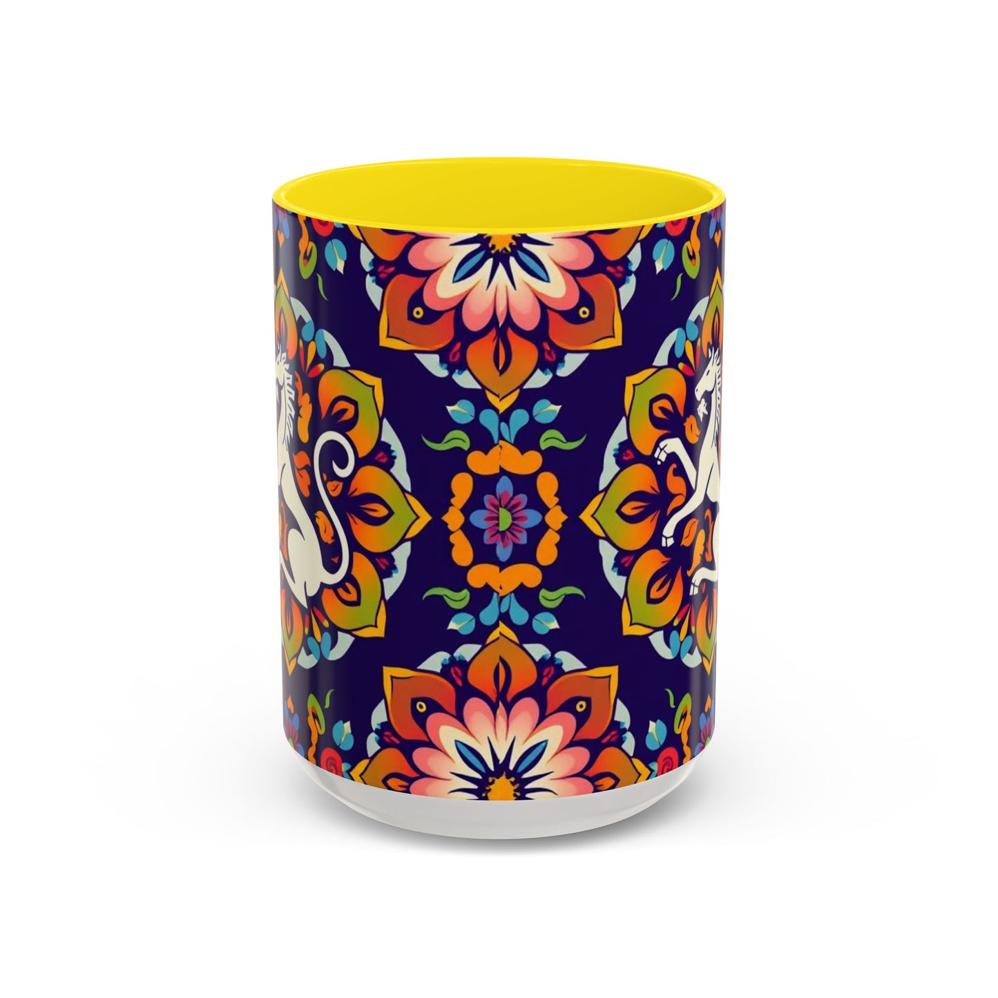 Accent Coffee Mug, Virgo, Zodiac v4. Flower Pattern, (11, 15oz)