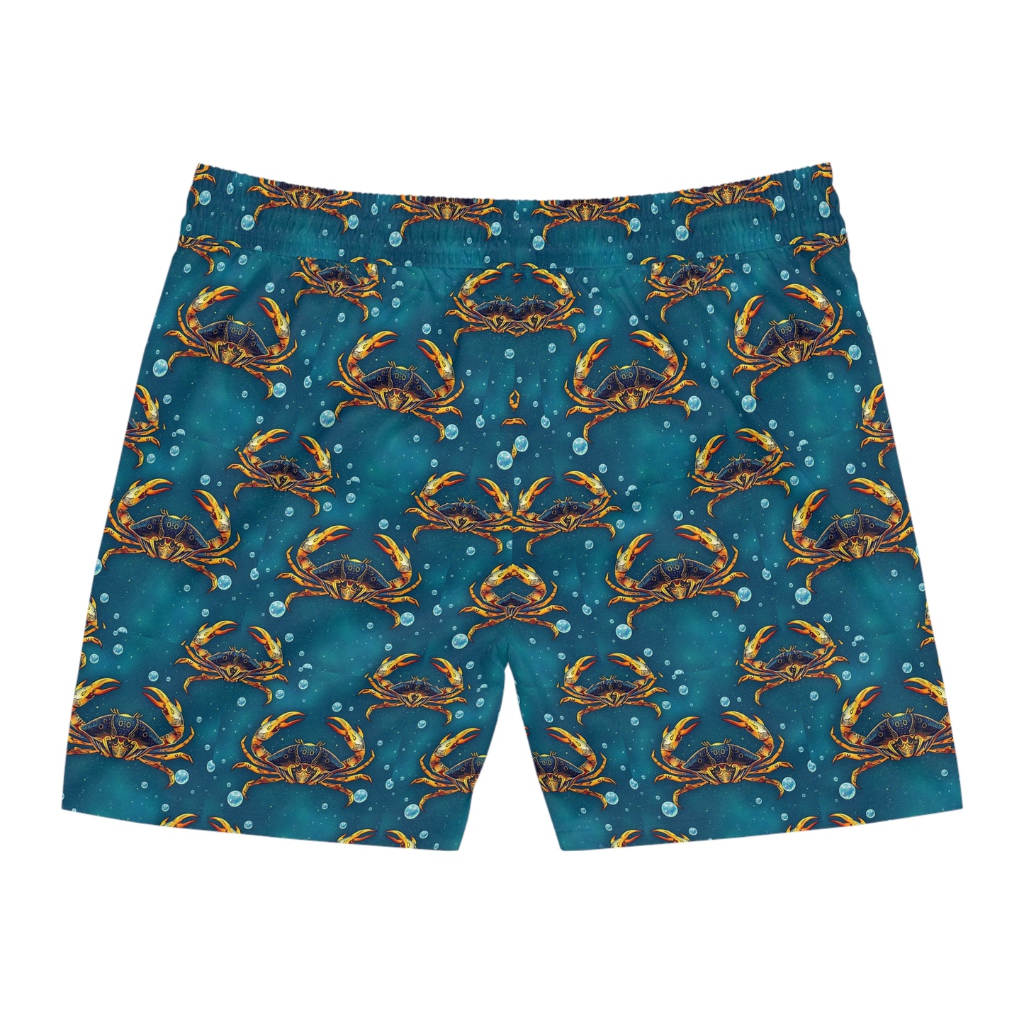 Men's Mid-Length Swim Shorts, (AOP), Cancer, Zodiac v3, Bubble Pattern