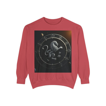 Garment-Dyed Sweatshirt, Unisex, Space Animal Design, Leo