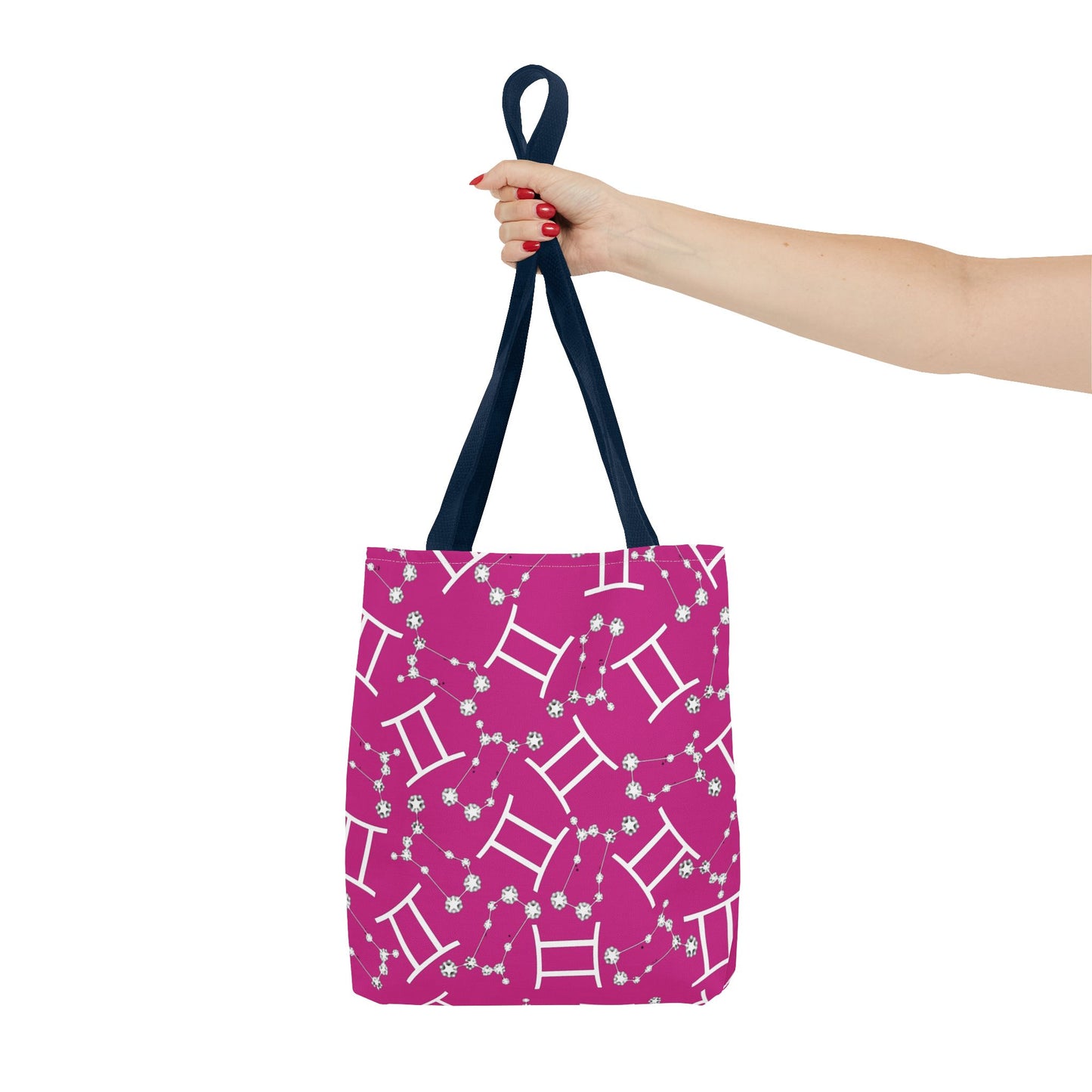 Tote Bag, Gemini Zodiac Sign, AOP, (Pink, White)
