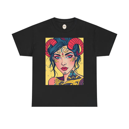 Unisex Heavy Cotton T-Shirt, Aries, Zodiac, Sexy Art