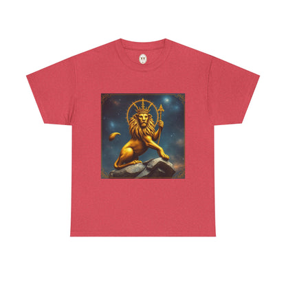 Unisex Heavy Cotton T-Shirt, King of Lions, Leo Zodiac Design