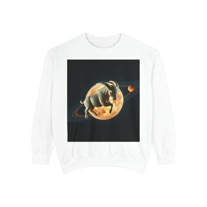 Garment-Dyed Sweatshirt, Unisex, Space Animal Design v1, Taurus