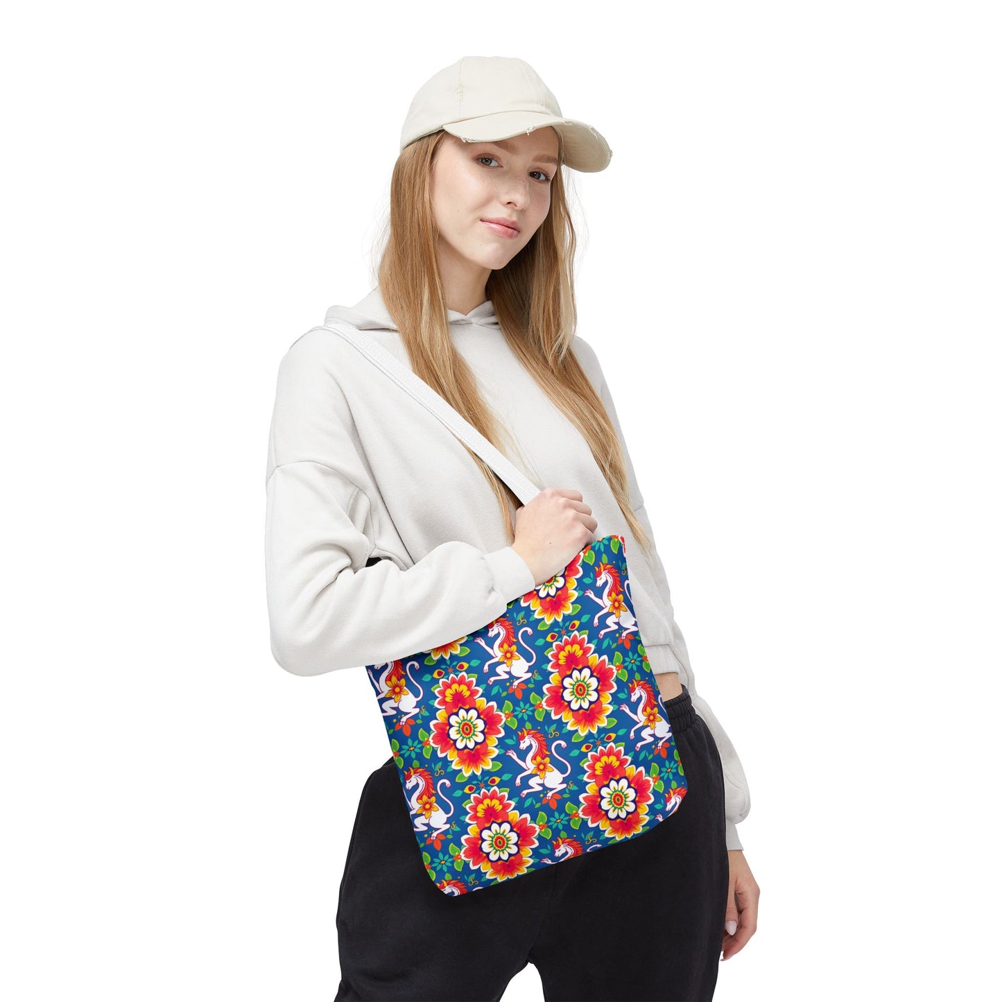 Tote Bag, (AOP), Virgo, Zodiac v2, Flower Pattern