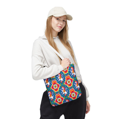 Tote Bag, (AOP), Virgo, Zodiac v2, Flower Pattern
