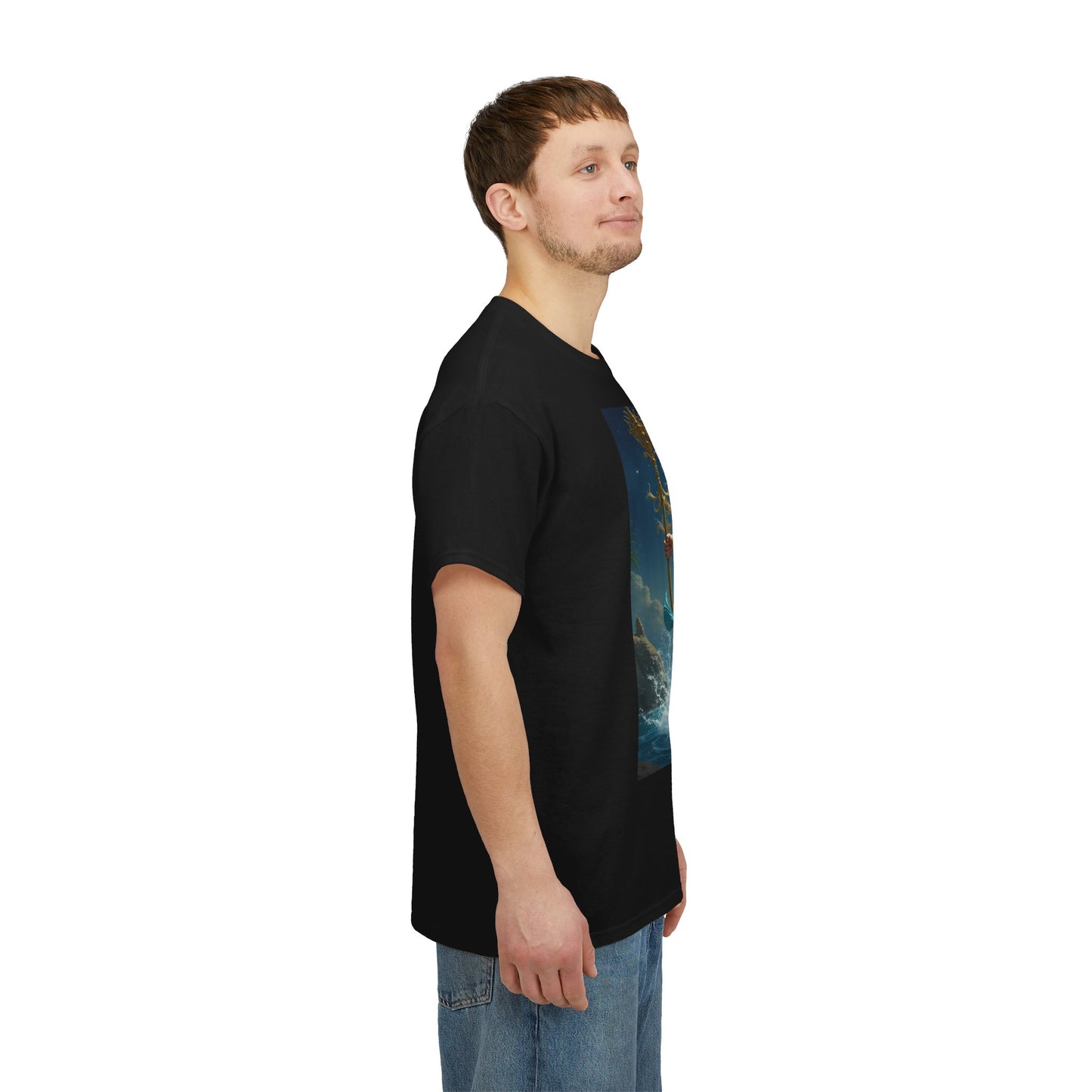Unisex Heavy Cotton T-Shirt, Realistic, Aquarius Zodiac Design