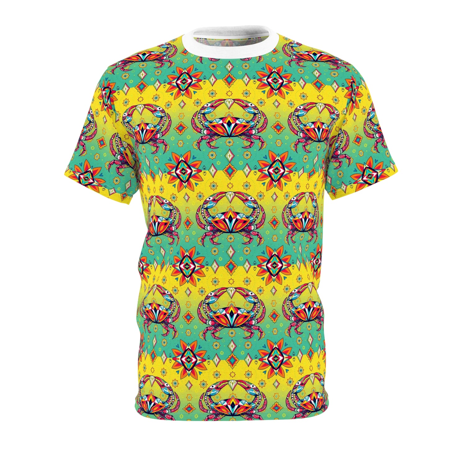 Unisex Cut & Sew T-Shirt, (AOP), Cancer, Zodiac v3, Jewels Pattern