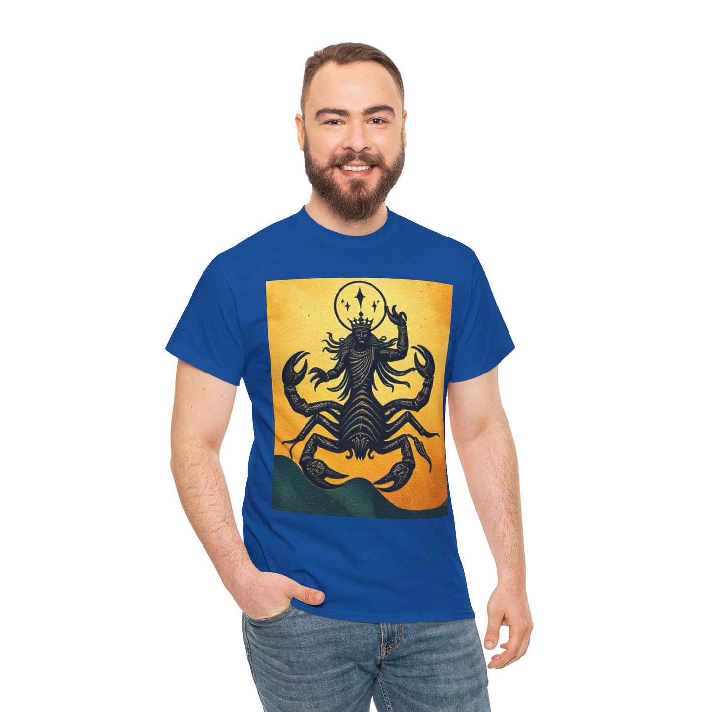Unisex Heavy Cotton T-Shirt, Scorpion King, Print Art, Scorpio Zodiac Design