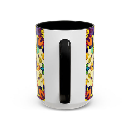 Accent Coffee Mug, Taurus, Zodiac v3. Flower Pattern, (11, 15oz)