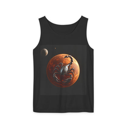 Unisex Garment-Dyed, Tank Top, Scorpio Design, Planet Symbol, 100% US cotton