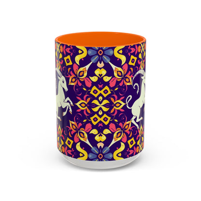 Accent Coffee Mug, Capricorn, Zodiac v1, Flower Pattern, (11, 15oz)