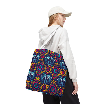 Tote Bag, (AOP), Pisces, Zodiac v3, Flower Pattern