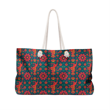Weekender Bag, Leo, Zodiac v2, Flower Pattern
