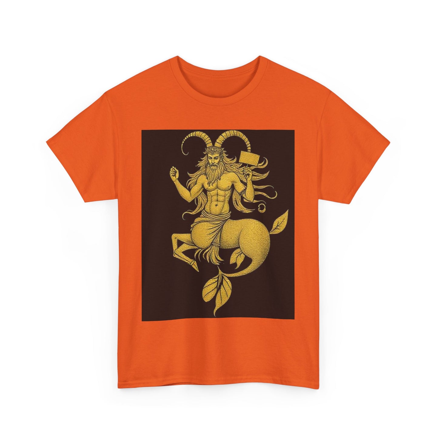 Unisex Heavy Cotton T-Shirt, Capricorn God, Zodiac Design