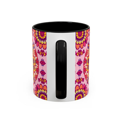 Accent Coffee Mug, Capricorn, Zodiac v3, Flower Pattern, (11, 15oz)
