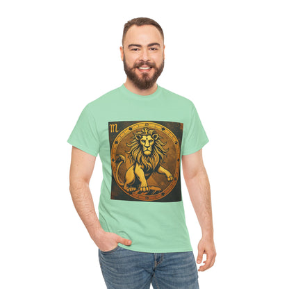 Unisex Heavy Cotton T-Shirt, Gold Lion, Leo Zodiac Design