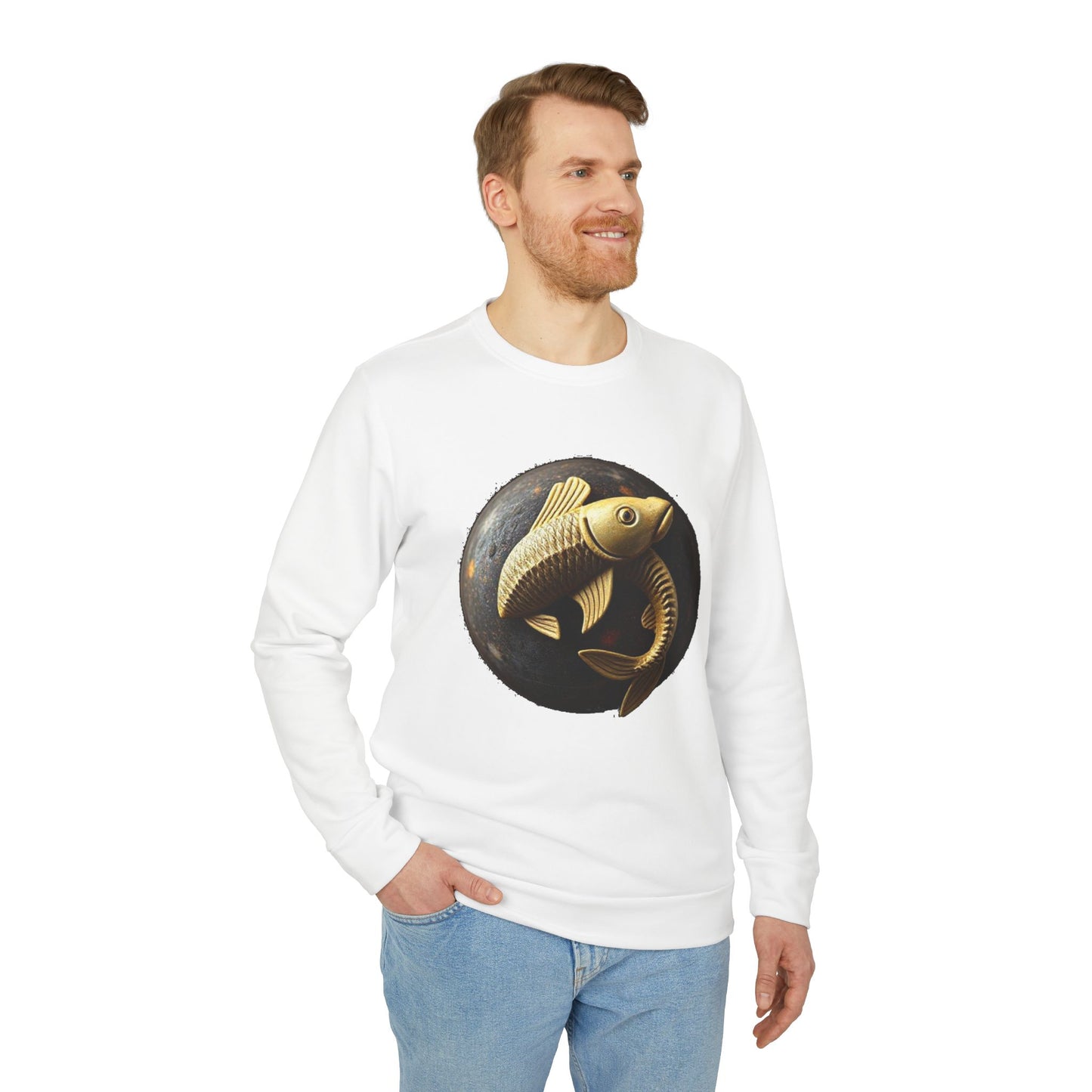 Adidas, Unisex Fleece Crewneck Sweatshirt, Pisces, Space Animal, Zodiac