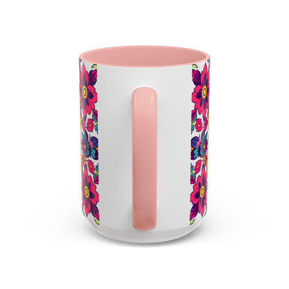 Accent Coffee Mug, Scorpio, Zodiac v2. Flower Pattern, (11, 15oz)