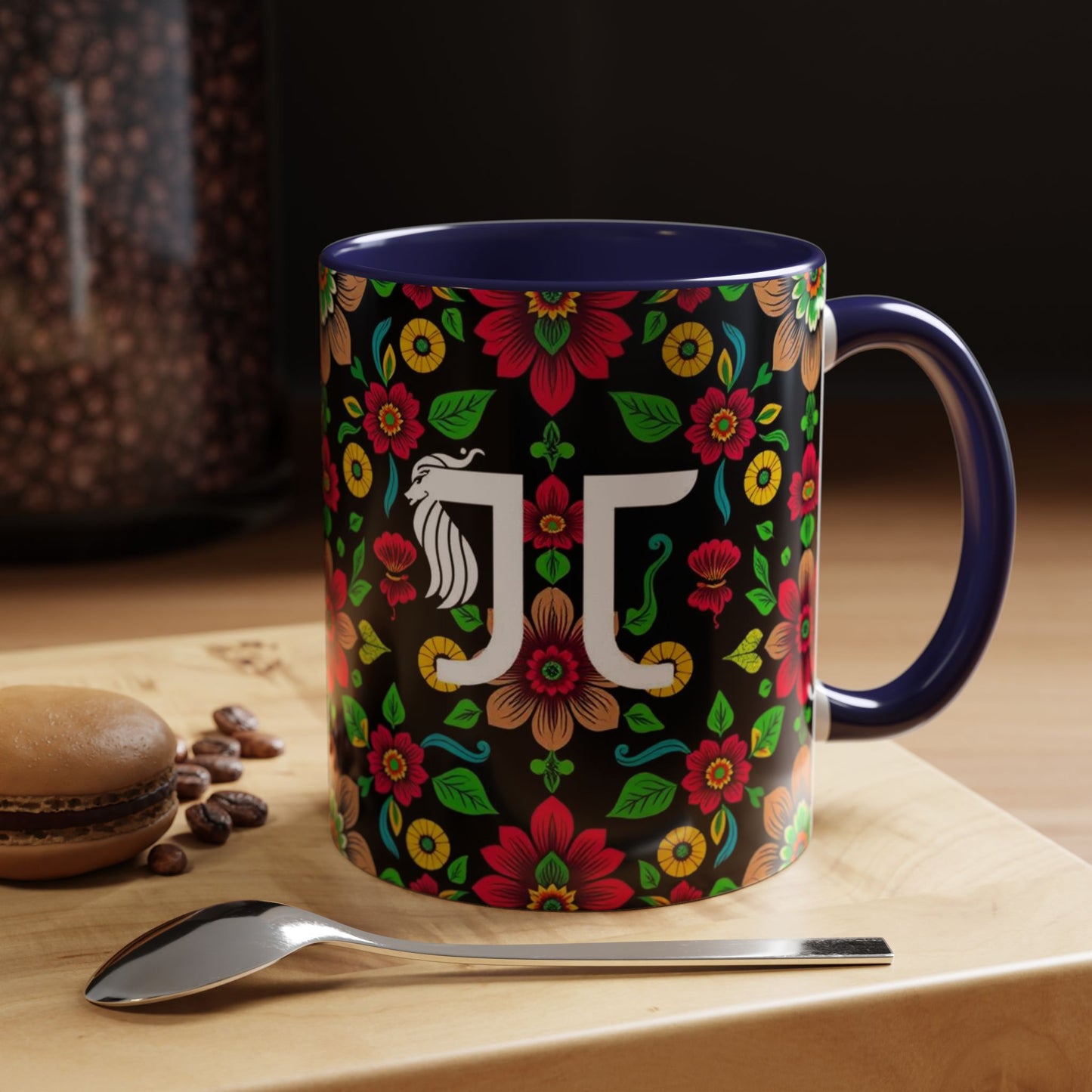 Accent Coffee Mug, Gemini, Zodiac v4, Flower Pattern, (11, 15oz)