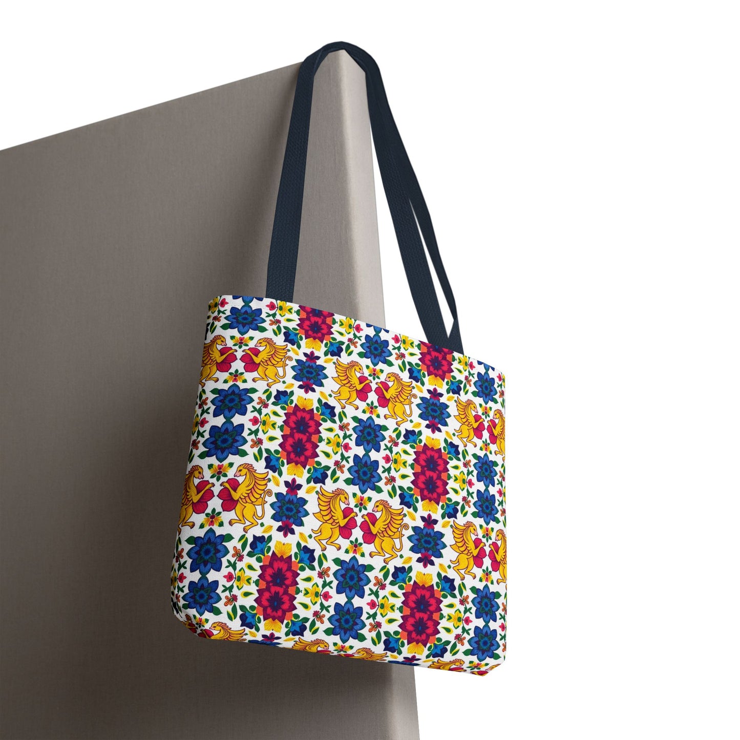 Tote Bag, (AOP), Gemini, Zodiac v6, Flower Pattern