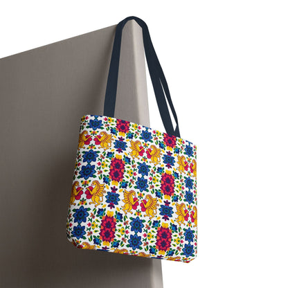 Tote Bag, (AOP), Gemini, Zodiac v6, Flower Pattern