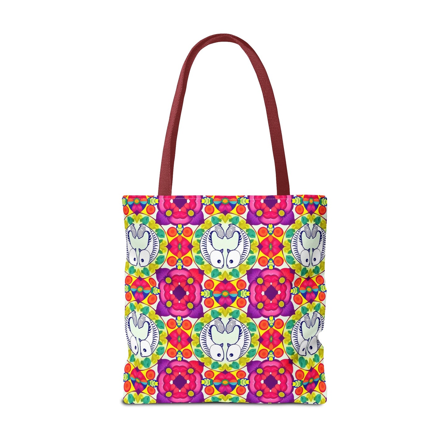 Tote Bag, (AOP), Pisces, Zodiac v4, Flower Pattern