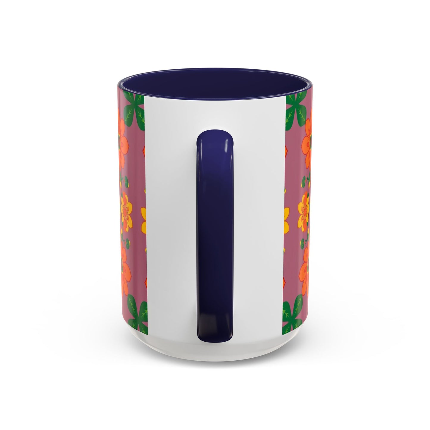 Accent Coffee Mug, Aries, Zodiac v1, Flower Pattern, (11, 15oz)