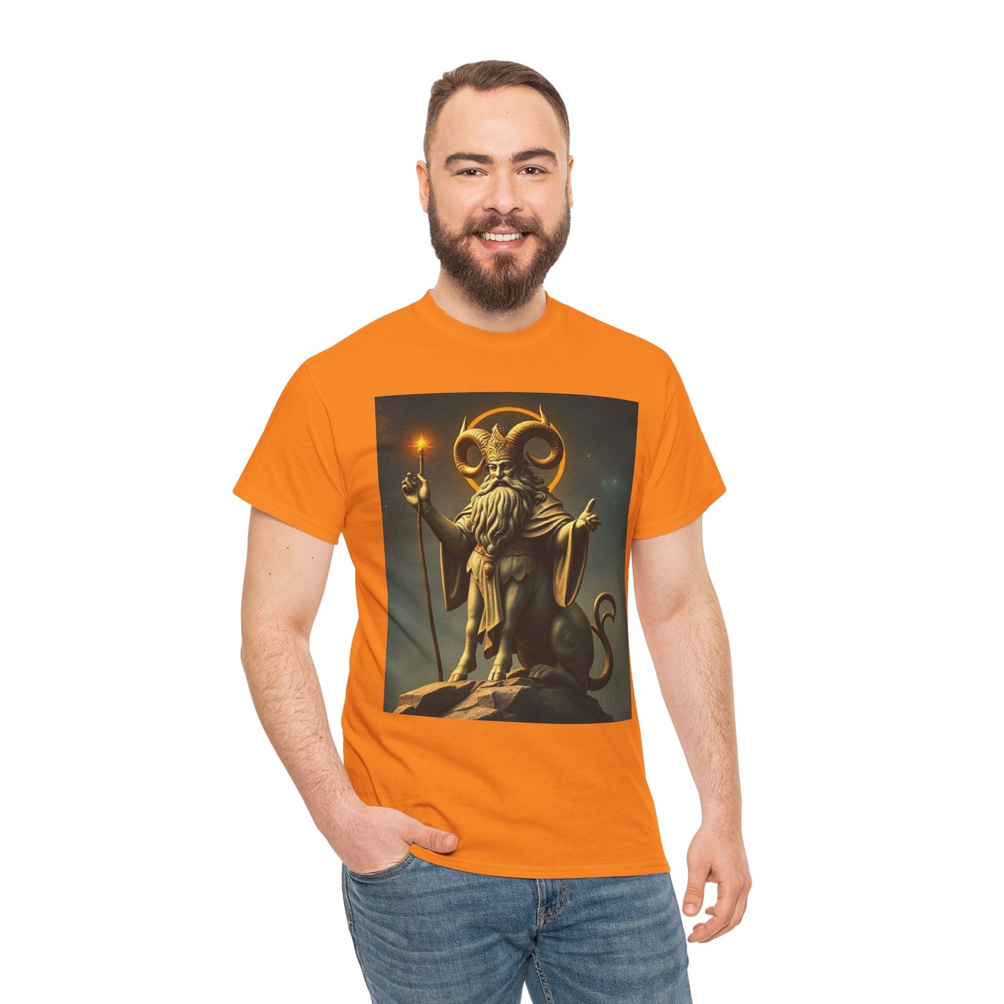 Unisex Heavy Cotton T-Shirt, Taurus God v1, Zodiac Design