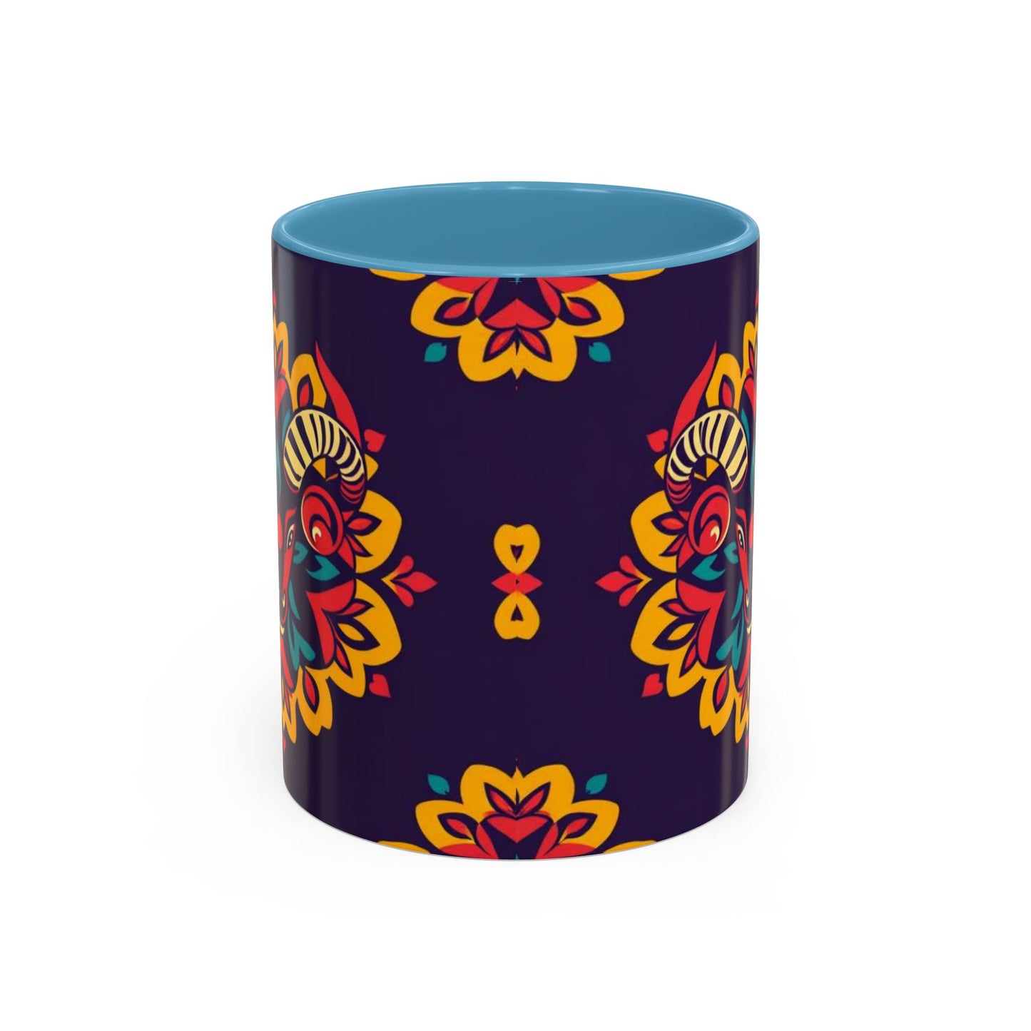 Accent Coffee Mug, Taurus, Zodiac v4. Flower Pattern, (11, 15oz)