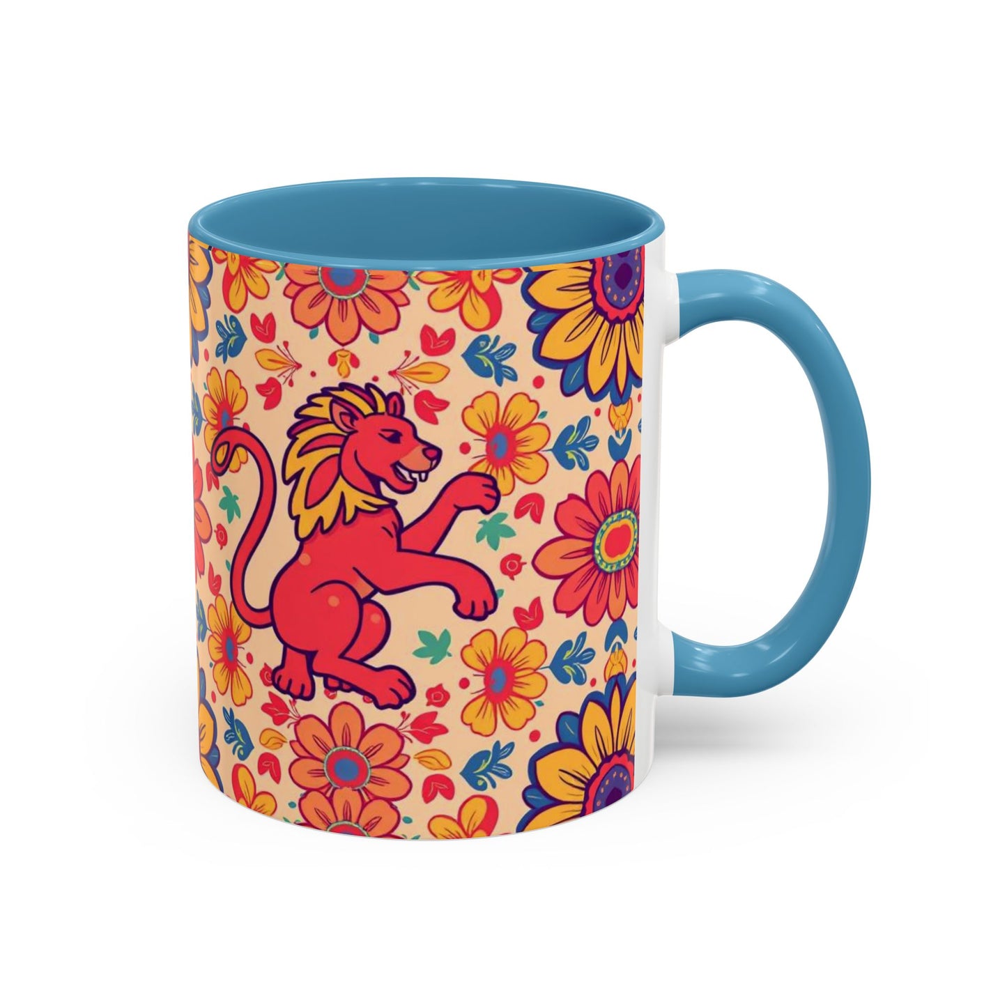 Accent Coffee Mug, Leo, Zodiac, Flower Pattern, (11, 15oz)