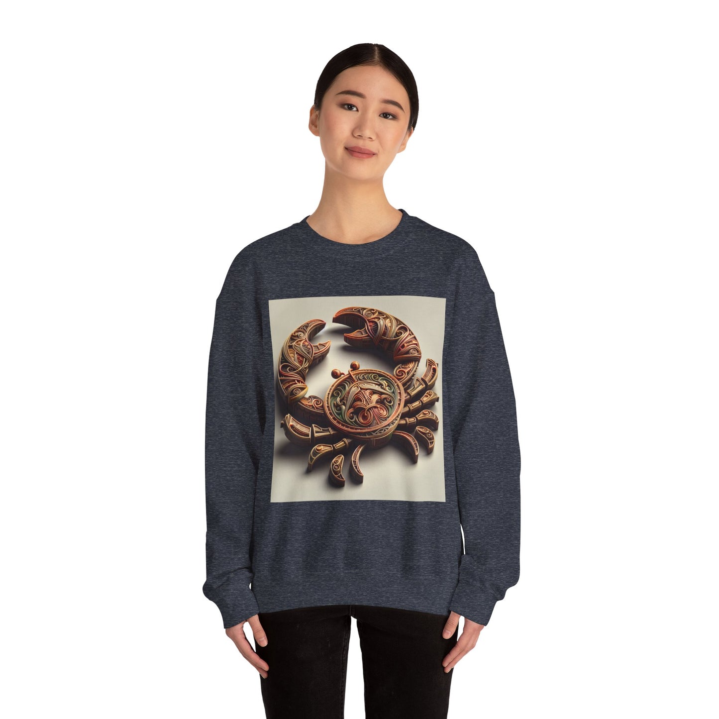 Unisex Heavy Blend™ Crewneck Sweatshirt, Crab Artifact, Cancer Zodiac Design
