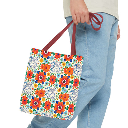 Tote Bag (AOP), Virgo, Zodiac v1, Flower Pattern