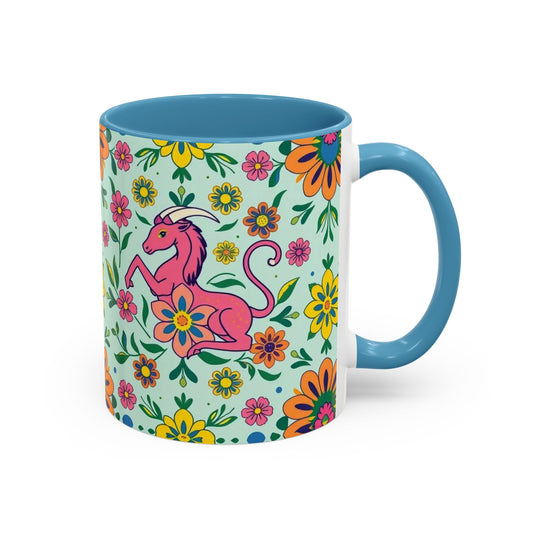 Accent Coffee Mug, Aquarius, Zodiac, Flower Pattern, (11, 15oz)