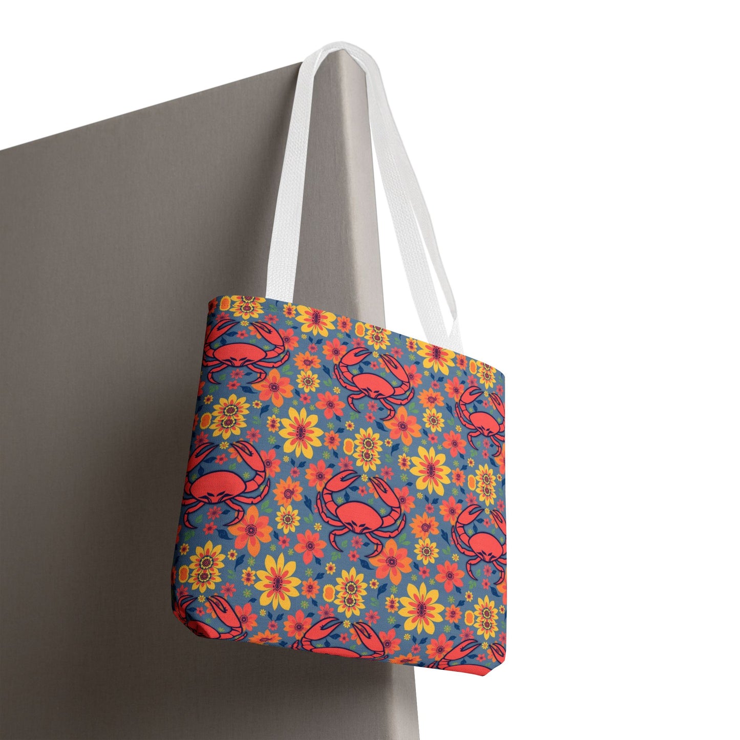 Tote Bag, (AOP), Cancer, Zodiac v3, Flower Pattern