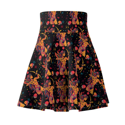 Women's Skater Skirt, (AOP), Sagittarius, Zodiac v2, Sexy Pattern