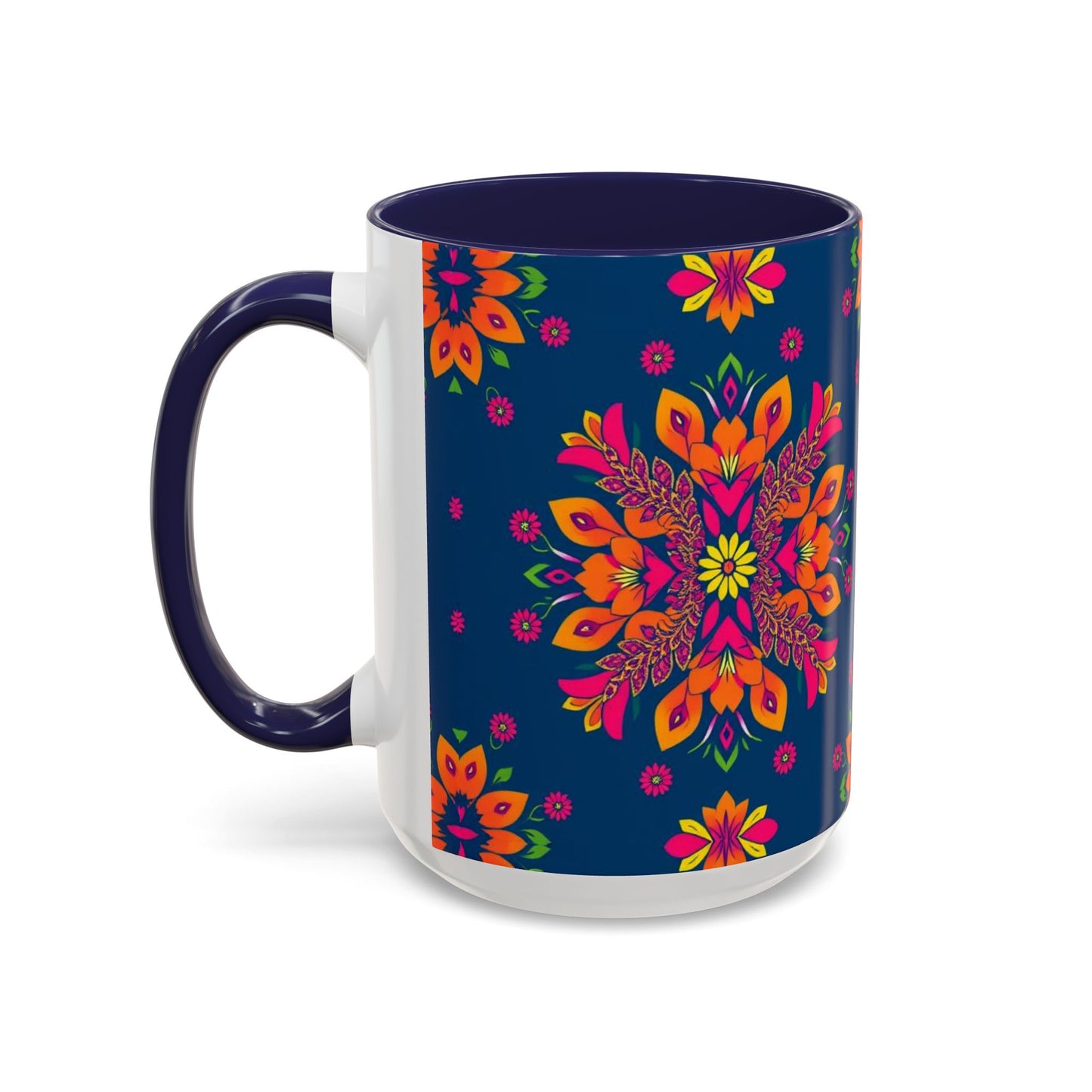 Accent Coffee Mug, Gemini, Zodiac v2, Flower Pattern, (11, 15oz)