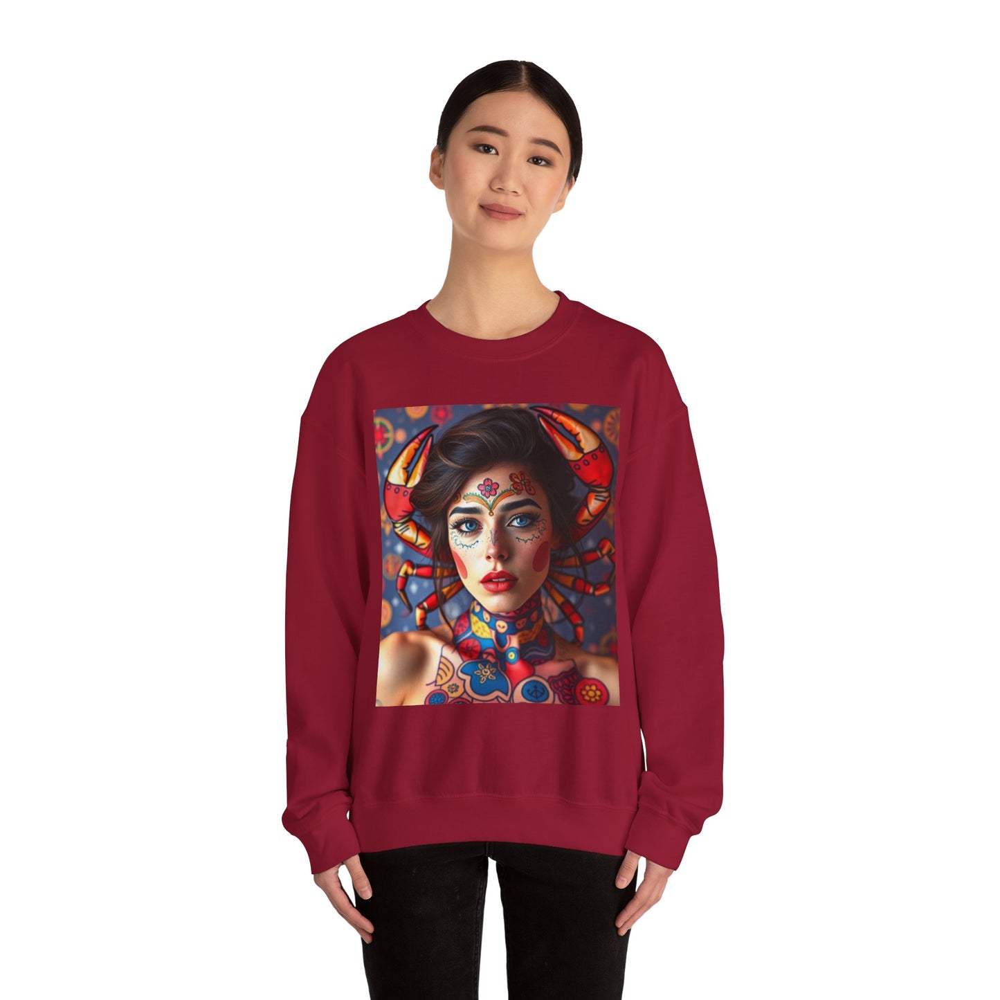 Unisex Heavy Blend™ Crewneck Sweatshirt, Cancer, Zodiac v2, Sexy Pattern